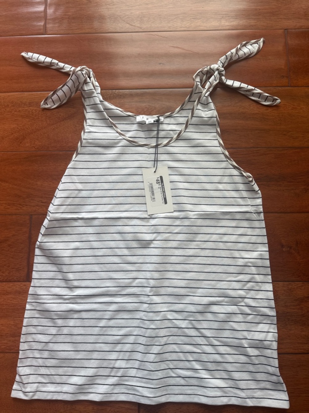 NWT THML Size XS Black & White Striped with Beige around the seams